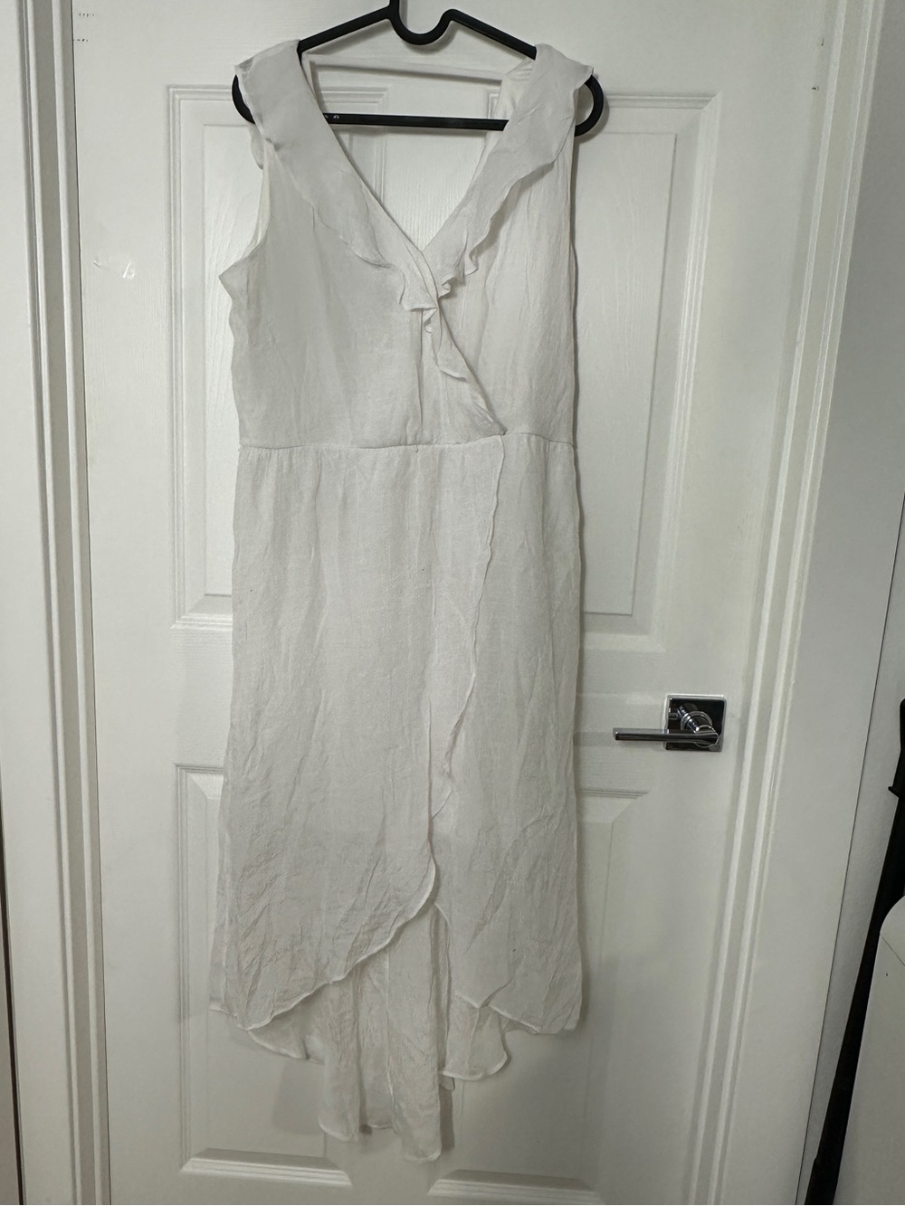 Iz Byer White Ruffle V-Neck High-Low Dress